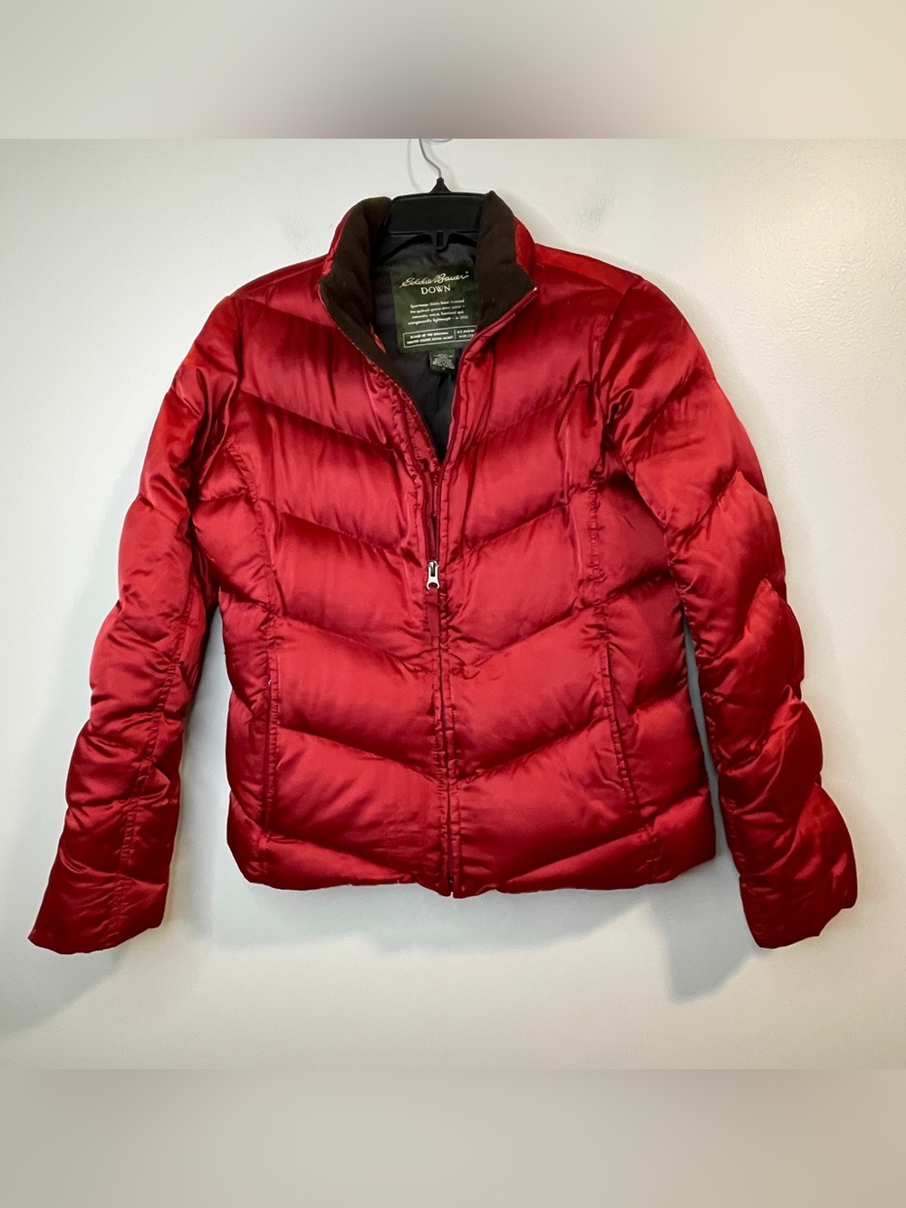 VTG Eddie Bauer Red Quilted Goose Down Puffer Jacket - Women S